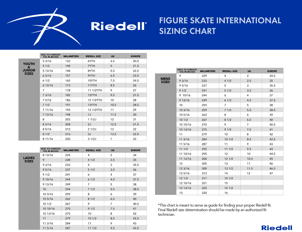 Riedell Sizing Chart